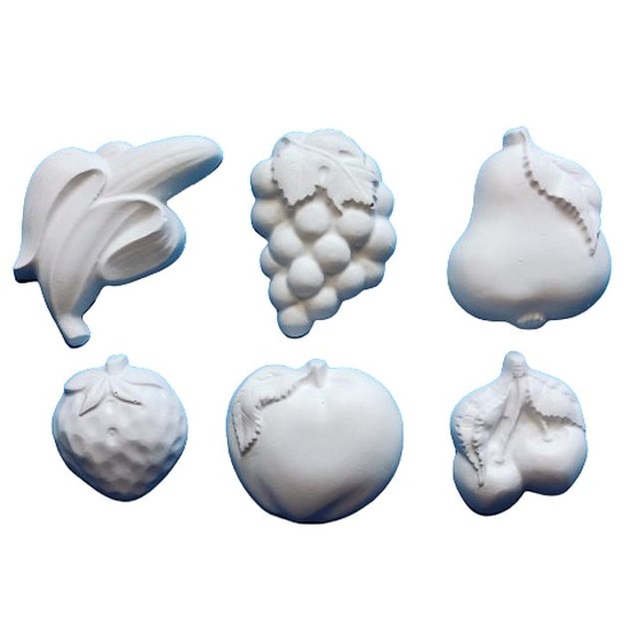 Figurine Ipsos de pictat – Fructe cu dimensiuni mari cuprinse intre 8 – 5,7 cm, 6 piese