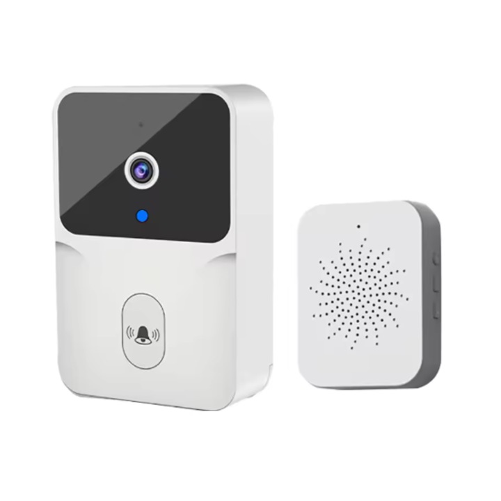 Ajtócsengő, WiFi, vezeték nélküli külső videó, vezeték nélküli D&K, Kement Control, HD videokamera. 2-utas audiomikrofon, hanghívás és videó kaputelefon, távolság 30-50 méter beltéri, 100-150 méter kültéren, WiFi 2,4 MGHz, FEHÉR