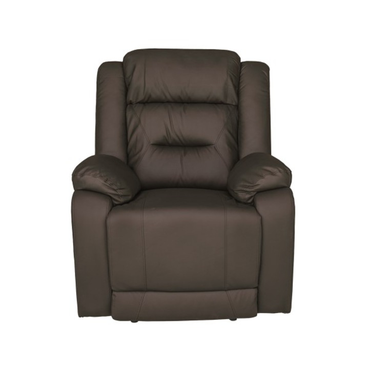 Fotoliu cu recliner Ted, piele ecologica, 3 trepte de confort, maro, 85x95x103 cm