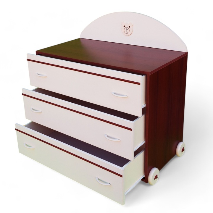 Comoda bebe din lemn masiv, BabyDreams Orso 100x78x56 cm, Maro-Beige