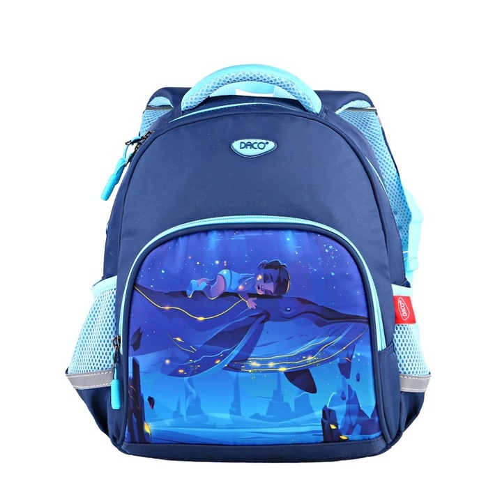 Óvodai táska GH243 Daco 33 x 25 x 13 cm, Bálna motívum, Sötétkék