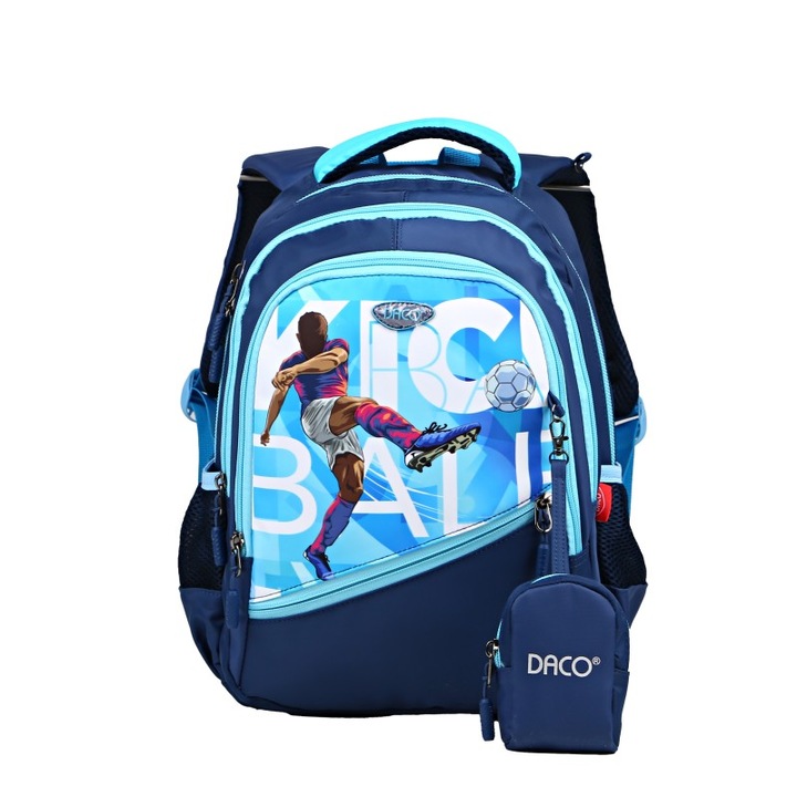 Iskolatáska GH3503 Daco 38 x 30 x 17 cm, Kick the Ball motívum, kék