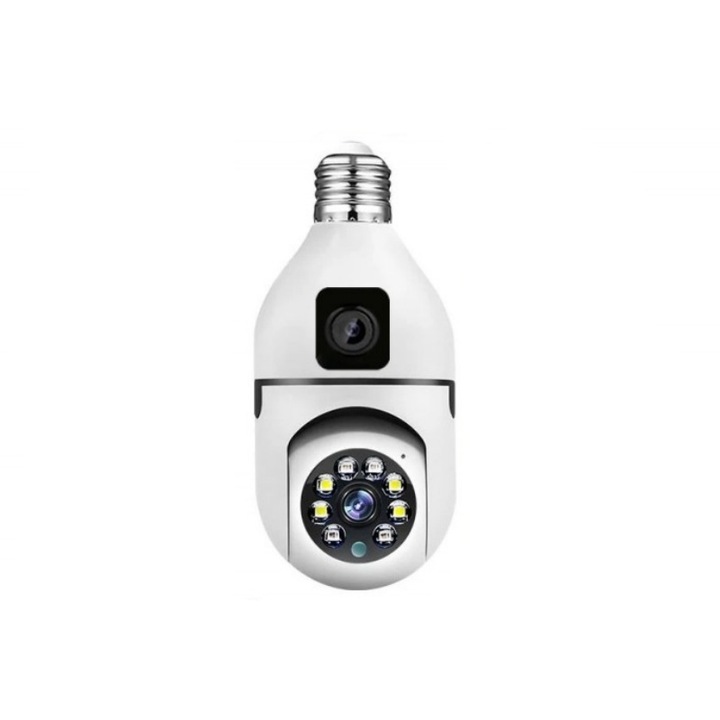 Camera de Supraveghere cu IP, Dual View PTZ 360˚ si Fixa - E27 / V380 Pro