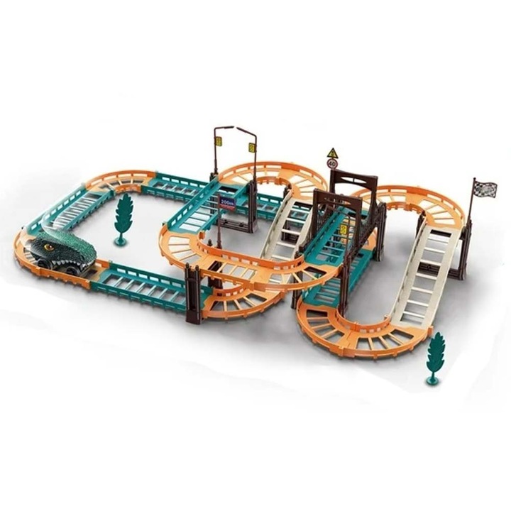 Конструктор с 49 части, Коли с електрически динозавър, Схема, 56 см, Dalimag