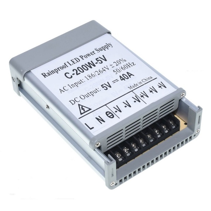 Sursa Alimentare, Exterior, 5V, 200W, 40A, IP52
