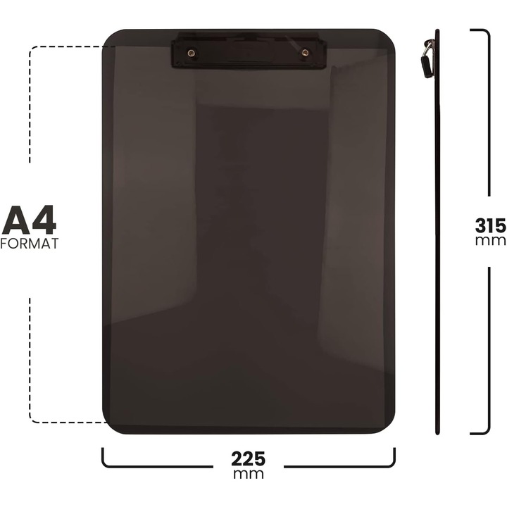 Clipboard neagra transparenta DIN A4, Netuno