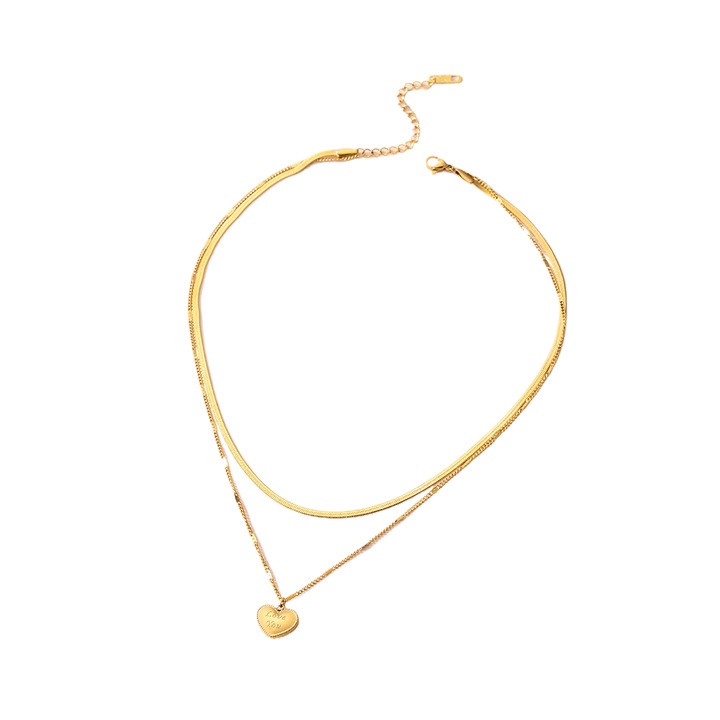 Colier dama, Pendent de iubire, potrivit pentru mai multe ocazii, Otel titan, Auriu