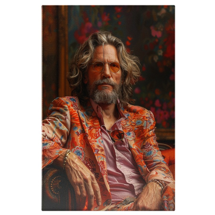 Tablou Canvas: Barbatul in Costum Colorat Modernismul nu Are Varsta Tipul cu Ochelari Pictura Digitala 100x70CM