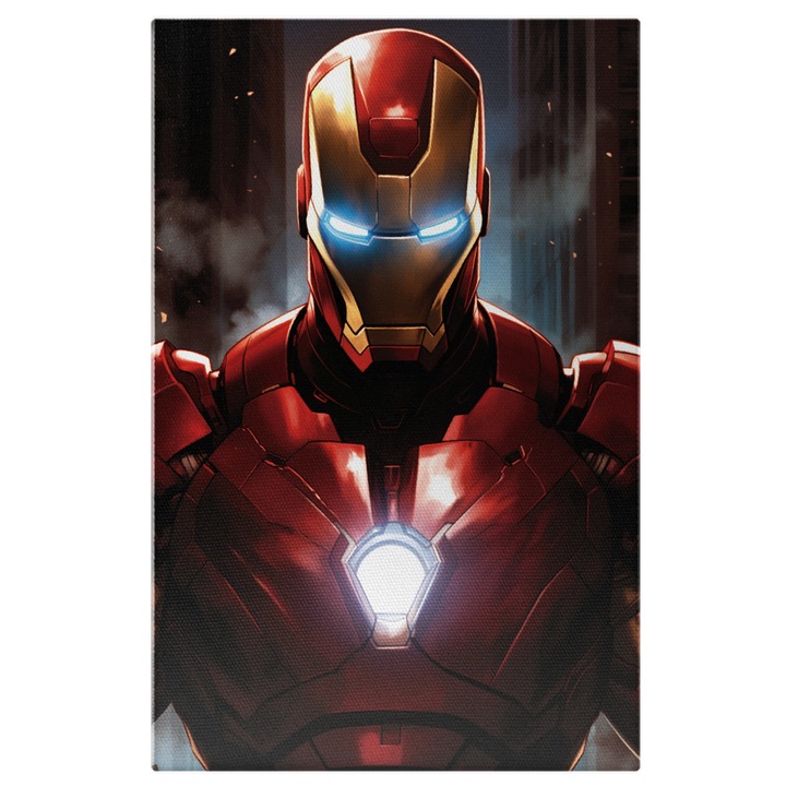 Tablou Canvas: Portretul personajului Iron Man din universul Marvel - armura costum Pictura Digitala 40x25CM