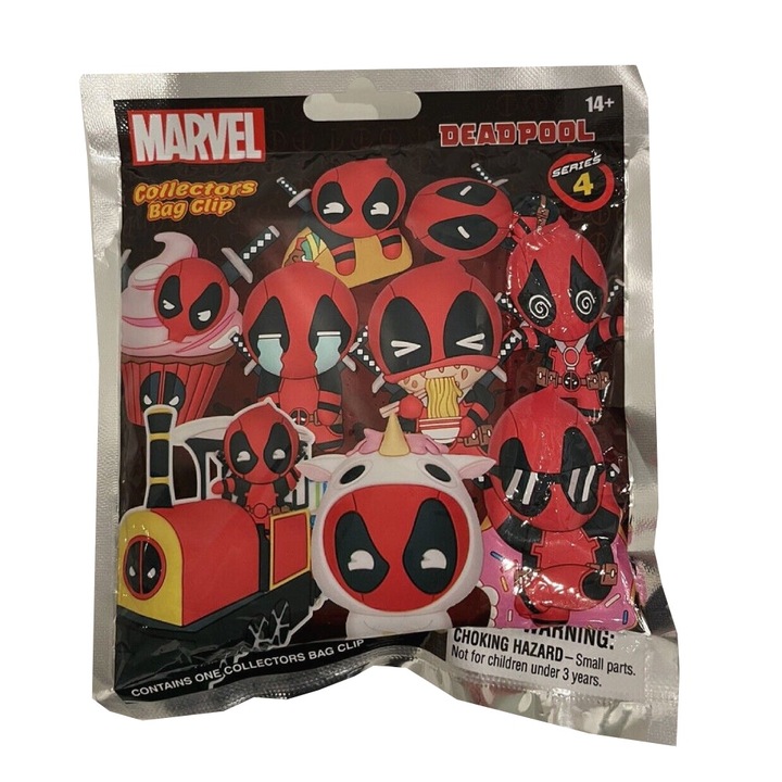 Mini Figurina cu Clips Deadpool, PVC, Series 4, 5 cm