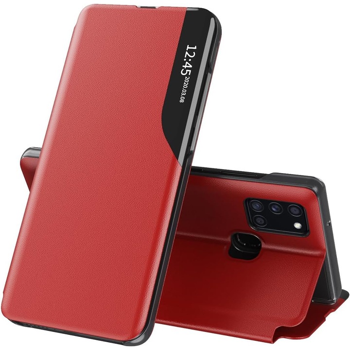 Кейс за Xiaomi Redmi Note 13 Pro Plus 5G, Sol Flip Protect, Екологична кожа, Червен