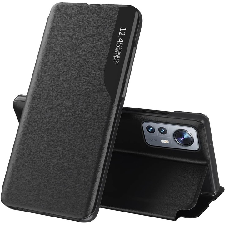 Xiaomi Redmi Note 13 Pro 4G/Poco M6 Pro 4G Tok, Sol Flip Protect, Eco-bőr, fekete