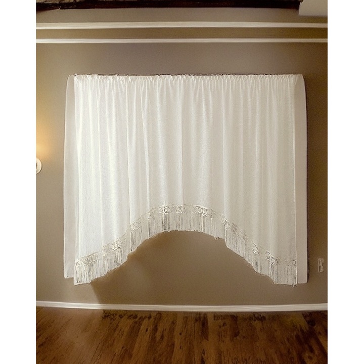 Ívelt függöny, 185 x 300 cm, elefántcsont fátyol