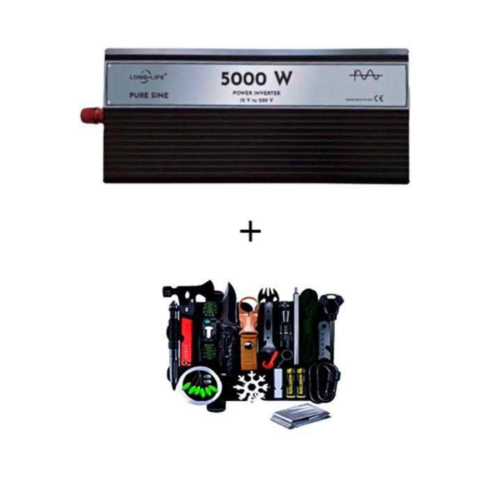 Инвертор 5000 W, чист синус, 12 V - 220 V, системи за кола и соларни панели, стрелба, каравана, дом на колела, тестван с осцилоскоп, лодка, къща и комплект за оцеляване 32 части