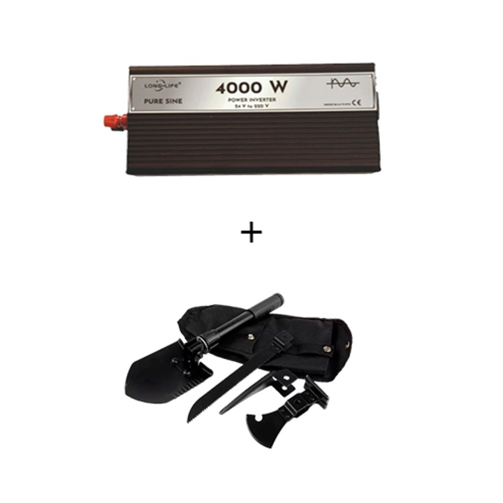 Инвертор 4000 W, чист синус, 24 V - 220 V, системи за автомобили и соларни панели, стрелба, каравана, дом на колела, тестван с осцилоскоп, лодка, къща и многофункционална сгъваема лопата