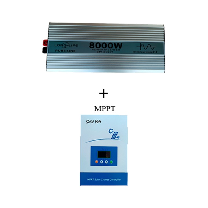 Invertor 8000 W, sinus pur, 24 V - 220 V, auto si sisteme panouri solare, tir, rulota, autorulota, testat osciloscop, barca, casa, controller 20A inclus