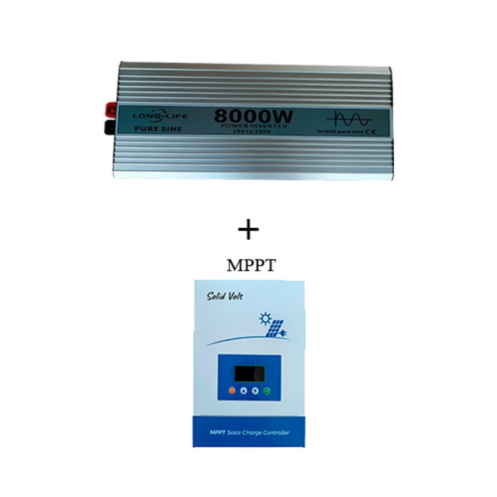Инвертор 8000 W, чист синус, 24 V - 220 V, системи за кола и слънчеви панели, стрелба, каравана, дом на колела, тестван с осцилоскоп, лодка, къща, 20A контролер включен