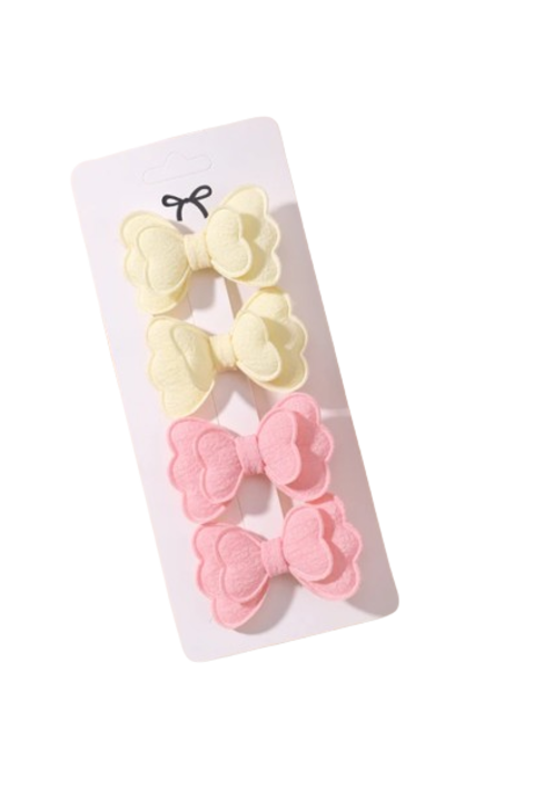 Set 4 Agrafe de Par, Galben/Roz
