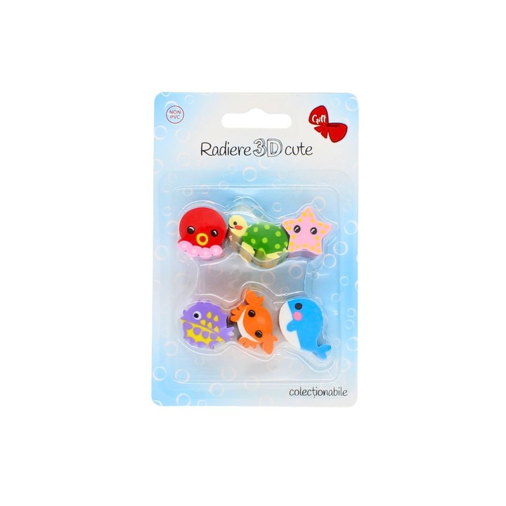 6 gyűjthető 3D radírból álló készlet