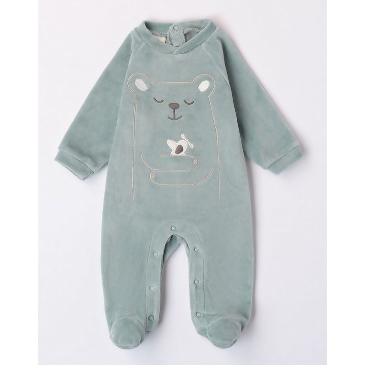 Salopeta plusata cu imprimeu pentru bebe baiat, I Do, 4.7173, Verde, Verde