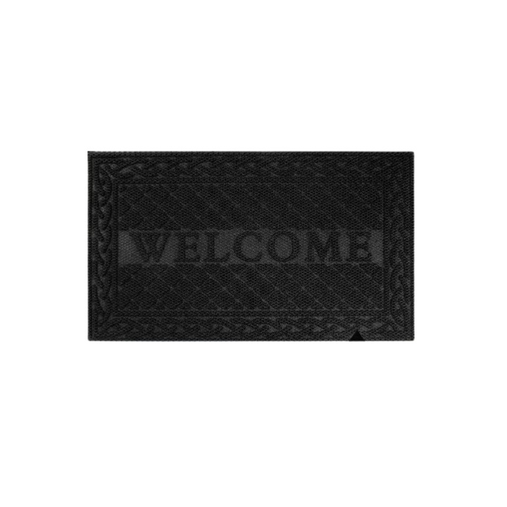 Covor de intrare Mibao pentru interior si exterior, antiderapant si rezistent la uzura, absorbant, 44 x 74 cm, negru