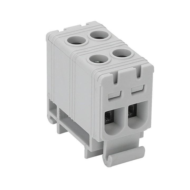 Clema de Derivatie FLEAL 16/2 cu Fixare pe Sina DIN, Culoare Gri, pentru Conductor 1.5-16mm², Max. 1000VAC/1500VDC, 85A