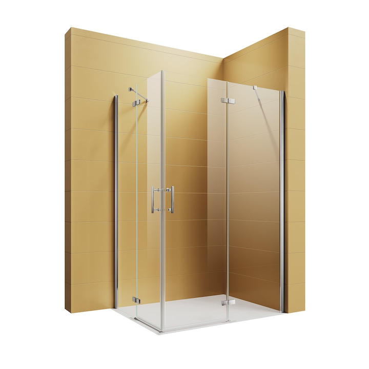 Cabina de dus, Usa batanta, Intrare pe colt, Sticla securizata 6 mm, 90x120x195 cm