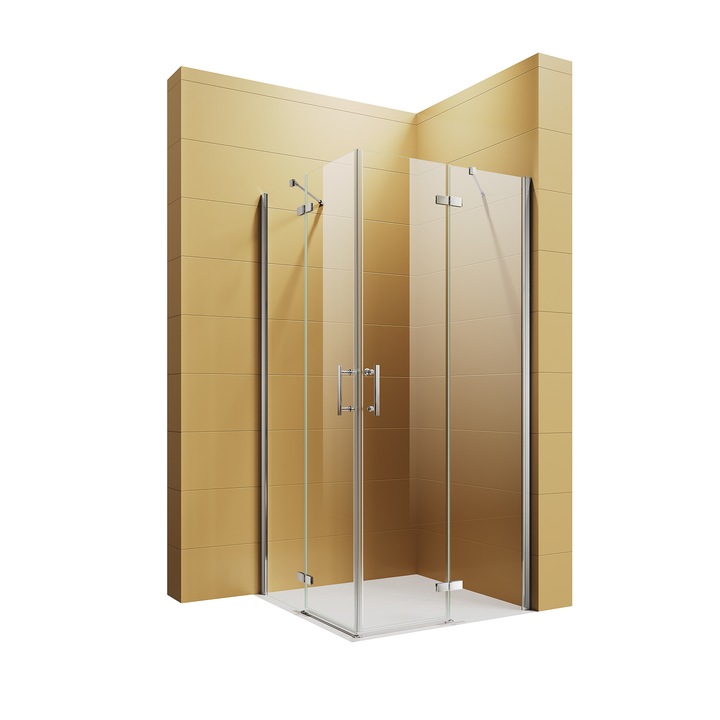Cabina de dus, Usa batanta, Intrare pe colt, Sticla securizata 6 mm, 80x80x195 cm