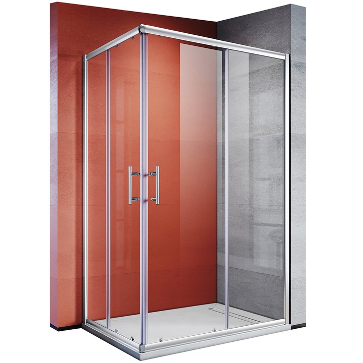 Cabina dus, Usa culisanta dubla, Profil cromat, 5mm Sticla securizata, 120x120x185 cm