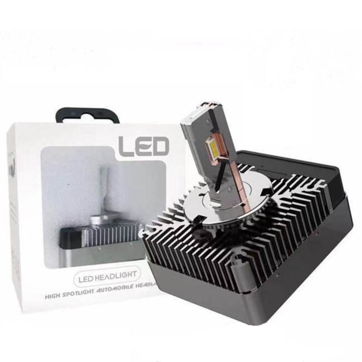 Set 2 becuri conversie HID-LED, D series D5S, Plug&Play, 85W, 12V, IP65, 24000LM, 6000K, Canbus, Radiator Aluminiu, Miez Cupru Dublu