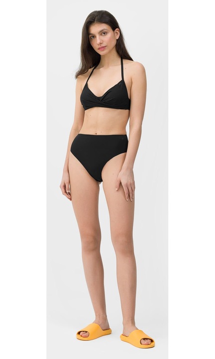 Magas derekú női úszónadrág / 4F - Fekete, Fekete