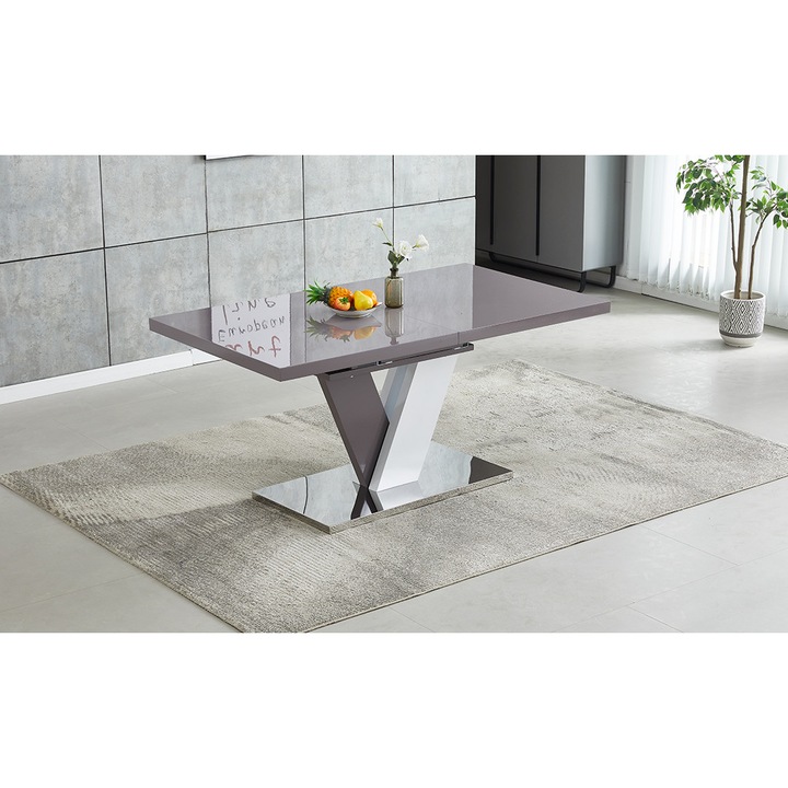 Masa Living Extensibila KJT384 Gri, 160 x 90 x 76 cm