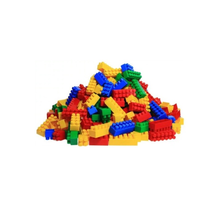 Set Caramizi de Constructie Multicolor din plastic pentru dezvoltarea creativitatii - 350 piese