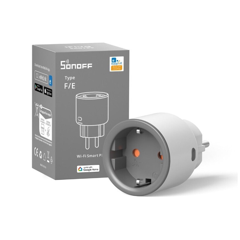 Смарт контакт, Sonoff, S60, Бял, ватметър, 16A 4000W, приложение eWeLink -  eMAG.bg