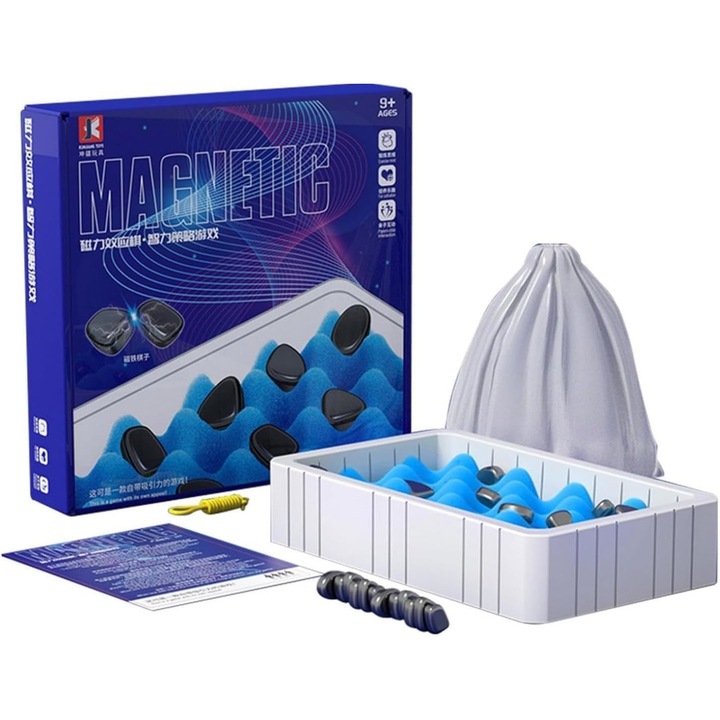 Mágneses asztali társas játék, felnőtteknek és gyerekeknek is ajánlott, Kék, 20 db