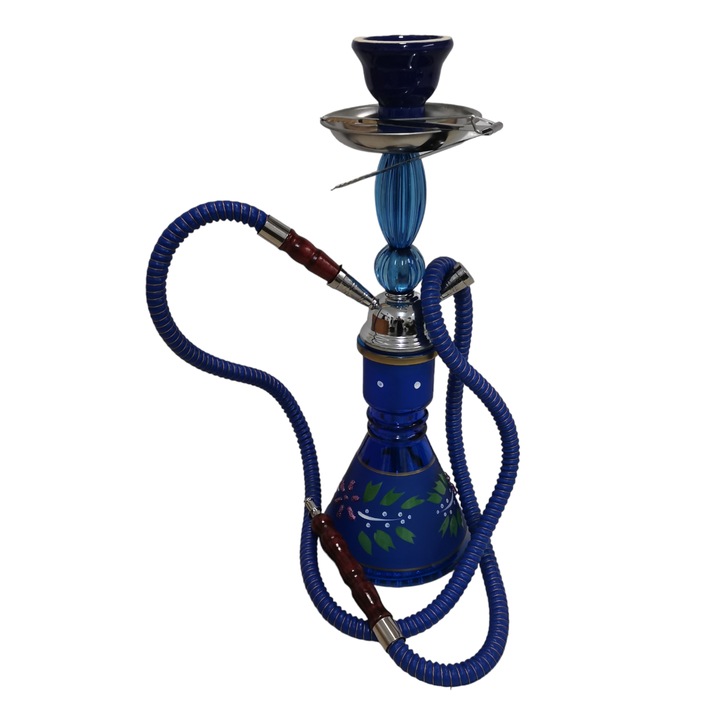 Narghilea cu 2 furtunuri, albastra, 21-2/15