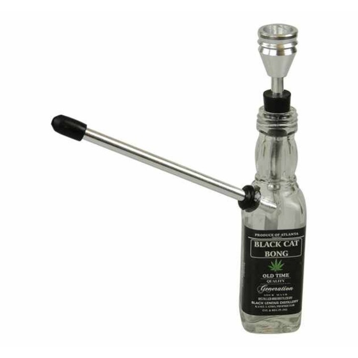 Bong din sticla Minibar Black Cat, 16 cm