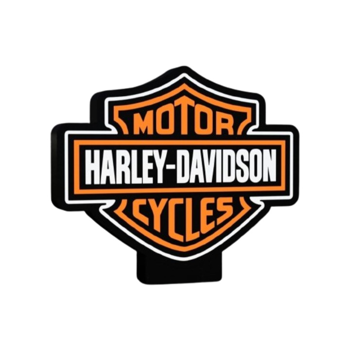 Caseta luminoasa LED, logo "Harley Davidson", alimentare 220V, imprimata 3D