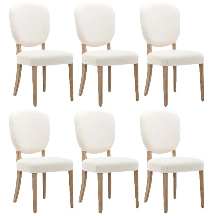 Комплект трапезарни столове, Vintage, тапицирана облегалка, крака от масивно дърво, регулируеми, мед, 48x46x94cm, комплект от 6 бр.