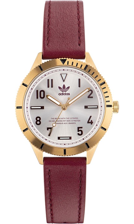 Часовник Adidas Originals Fashion Edition, минерално стъкло, водоустойчив 50 м, бордо