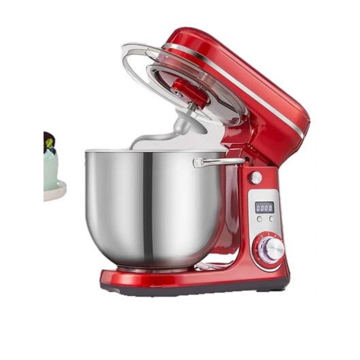 Mixer de bucatarie, 6 viteze + Puls, capacitate 6L, rosu, 35.1x28.5x31.2cm, cu afisaj LED