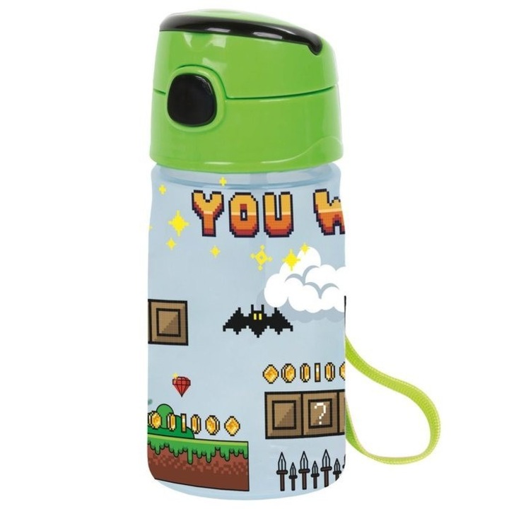 Детска бутилка за вода, Derform Player BC06, 330мл, 65х65х170мм, многоцветна