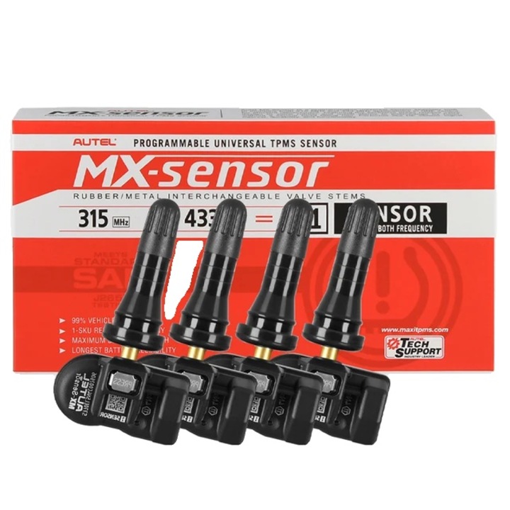 Senzor TPMS, AUTEL, frecventa 433 MHz si 315 MHz, senzori MX 2 in 1, cauciuc 4 buc