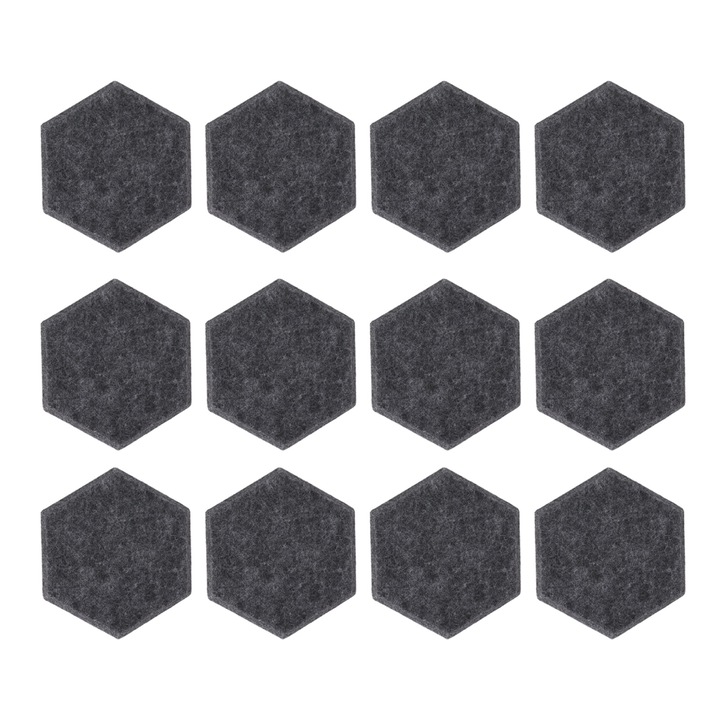 12 db hatszögletű akusztikus panel szett, 14x12x7cm, poliészter szálas anyag