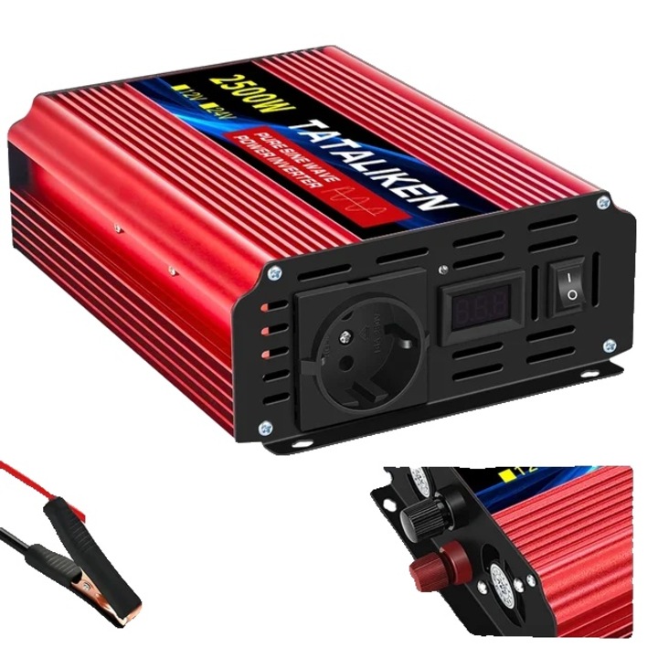 Инвертор чиста синусоида, TATALIKEN, мощност 4000W, LCD дисплей, 12V, 230V/240V 50Hz