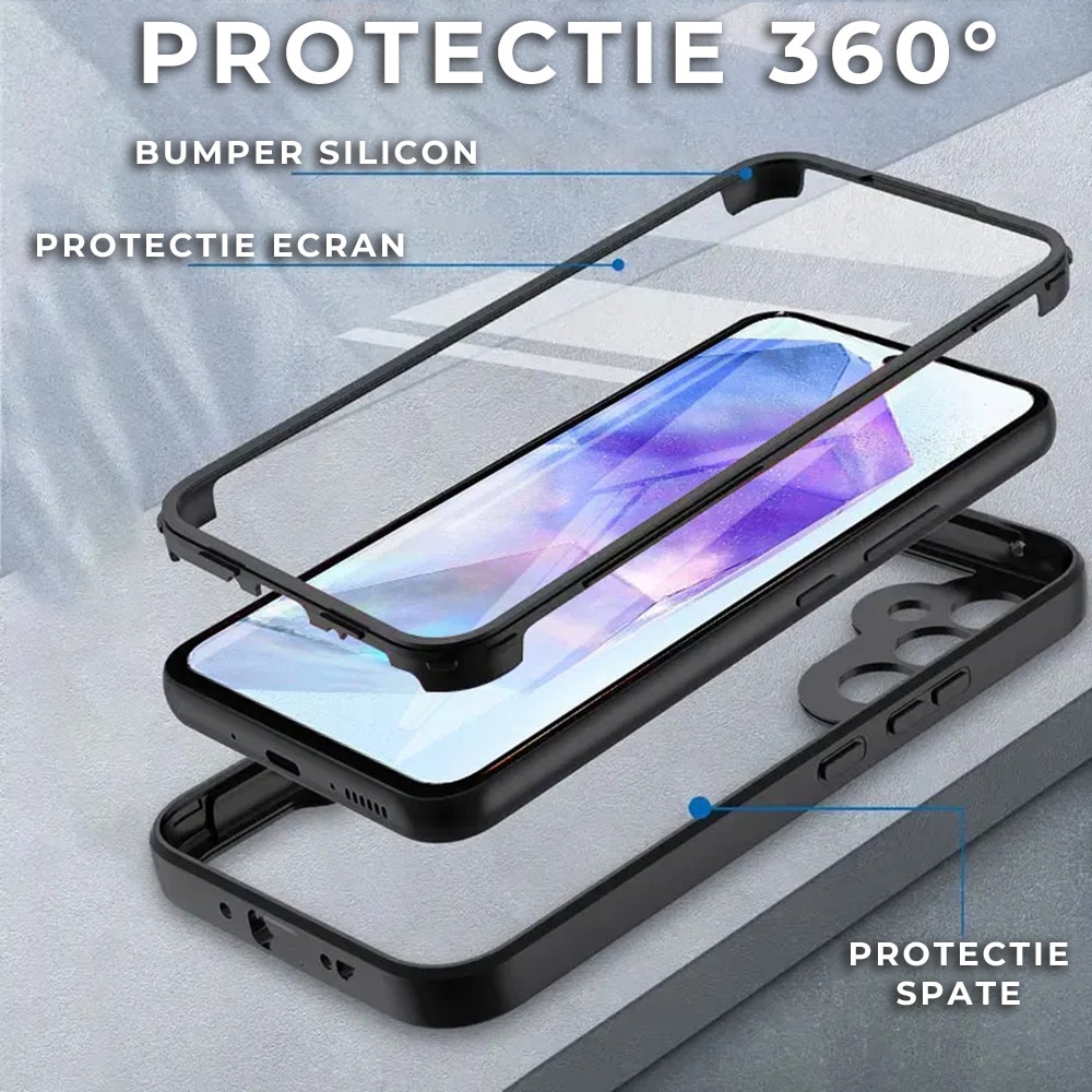 Husa pentru Samsung Galaxy A35 5G DaDen® ColorVerse 360, Antisoc, Protectie completa spate-ecran, Roz