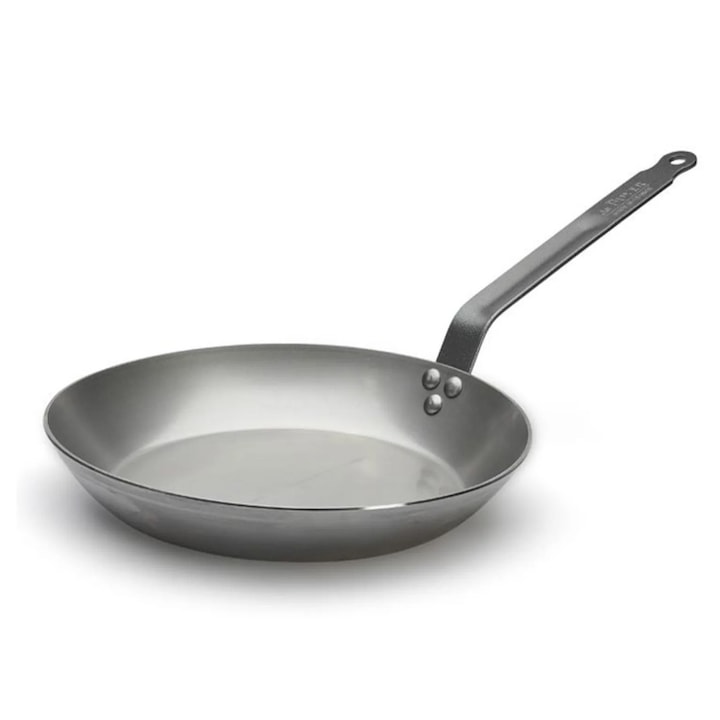 Tigaie de Buyer 162813566 DC, Otel carbon, 30cm, Pentru temperaturi ridicate, Potrivit pentru toate sursele de caldura, Gri, Fabricat in Franta
