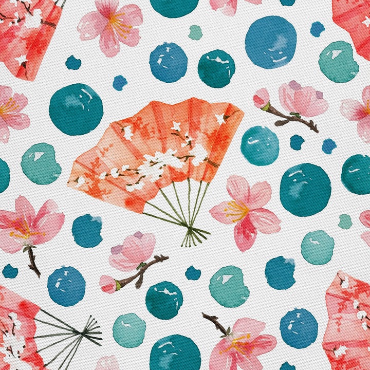 Textil anyag, japán legyező, 100% poliészter, 210g/pm, méret: 100cm x 155cm, DX305