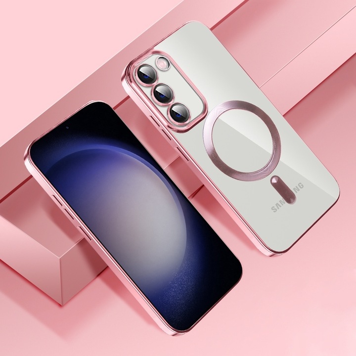 UIQ Luxury MagSafe защитен калъф за телефон, минималистичен дизайн, първокласни материали, за Samsung Galaxy S24 Plus, сребрист