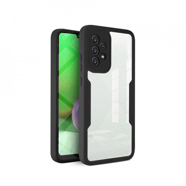 [Pachet 360°] Husa + Folie pentru Samsung Galaxy A52 5G / Galaxy A52 4G / Galaxy A52s 5G, SKDR ColorShield 360° - Negru